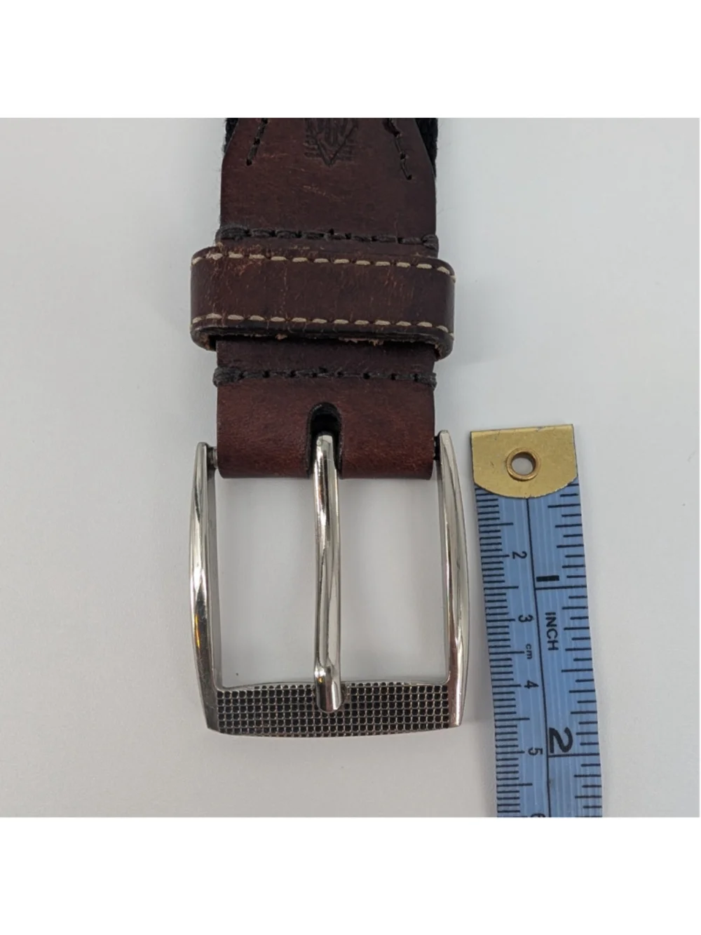 Martin Dingman Men’s Black Elastic Web Belt Brown Leather Size 42 105